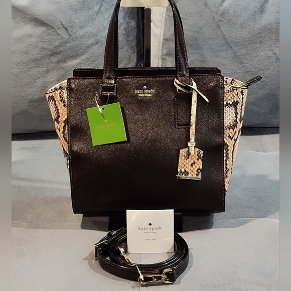 NWT KATE SPADE CAMERON STREET MULTICOLOR SNAKE EMBOSSED LEATHER CROSSBODY TOTE - Picture 3 of 15